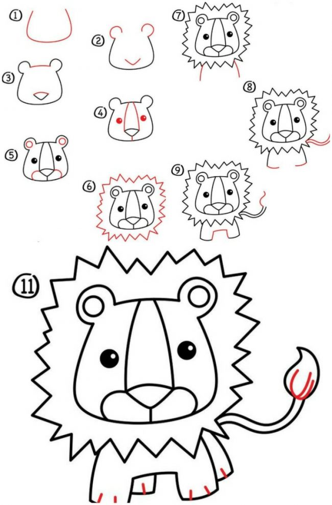 Lion Drawing Easy Step By Step at GetDrawings | Free download