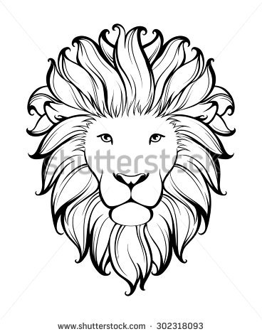 368x470 Lion Face Black And White