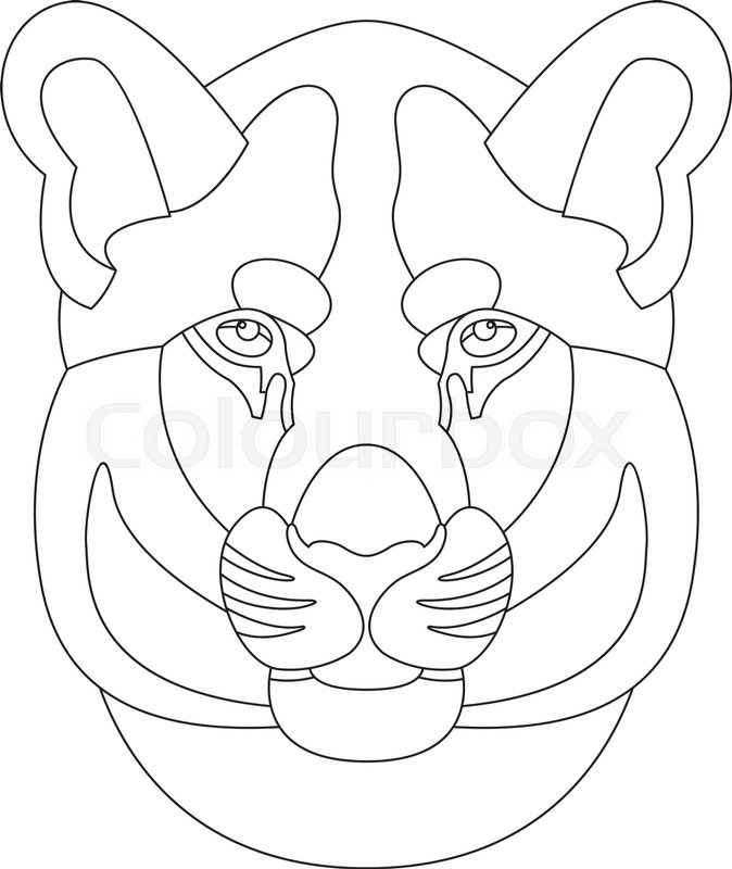 674x800 Lion Face Vector Illustration Line Drawing Stock Vector Colourbox