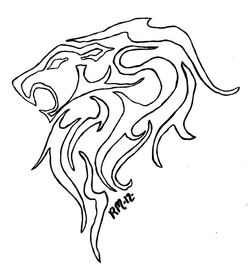 849x941 Eric's Lion Outline By Richardmeeker