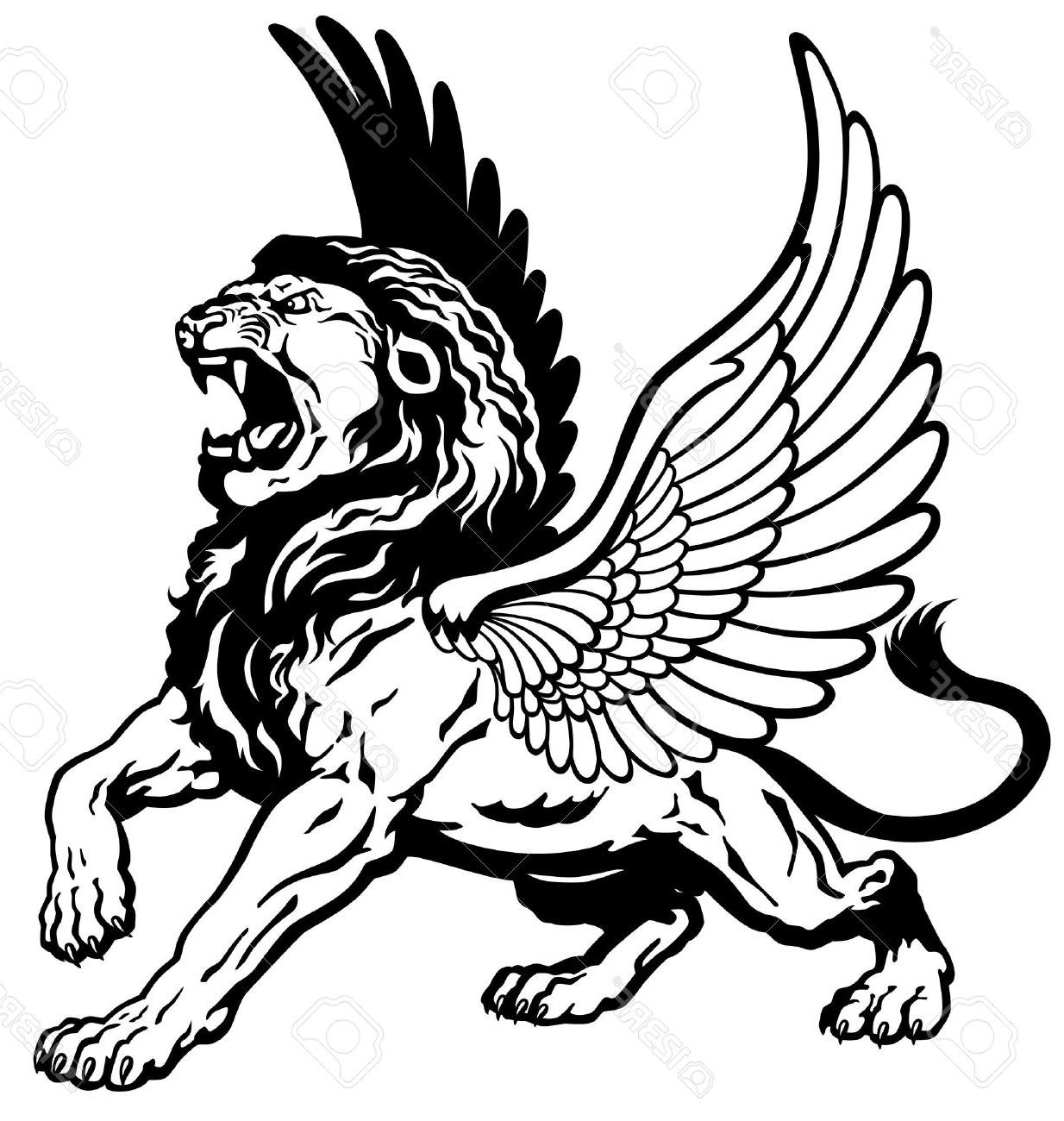 1234x1300 Top 10 Roaring Winged Lion Black And White Tattoo Image Stock