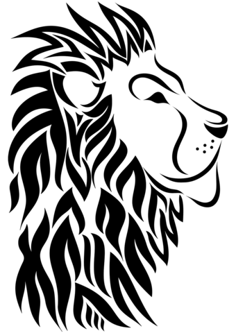 340x480 Tribal Lion Tattoo Coloring Page Free Printable Coloring Pages