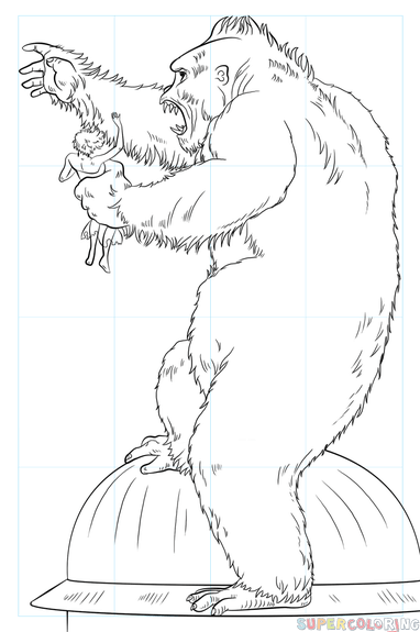 382x575 How To Draw King Kong Step By Step Drawing Tutorials