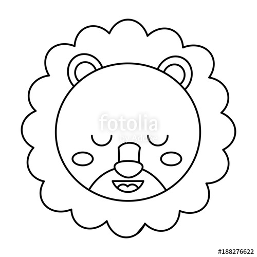 500x500 Cute Head Lion Animal Close Eyes Cartoon Vector Illustration