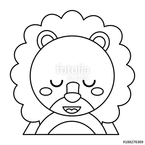 500x500 Cute Portrait Lion Animal Baby With Close Eyes Vector Illustration