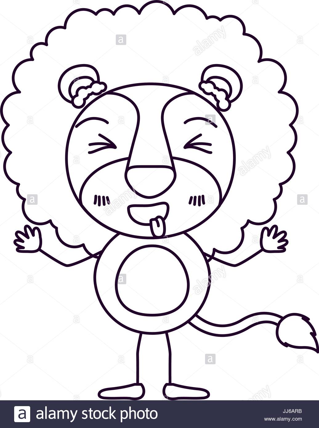 1036x1390 Sketch Silhouette Caricature Of Cute Lion In Happiness Expression