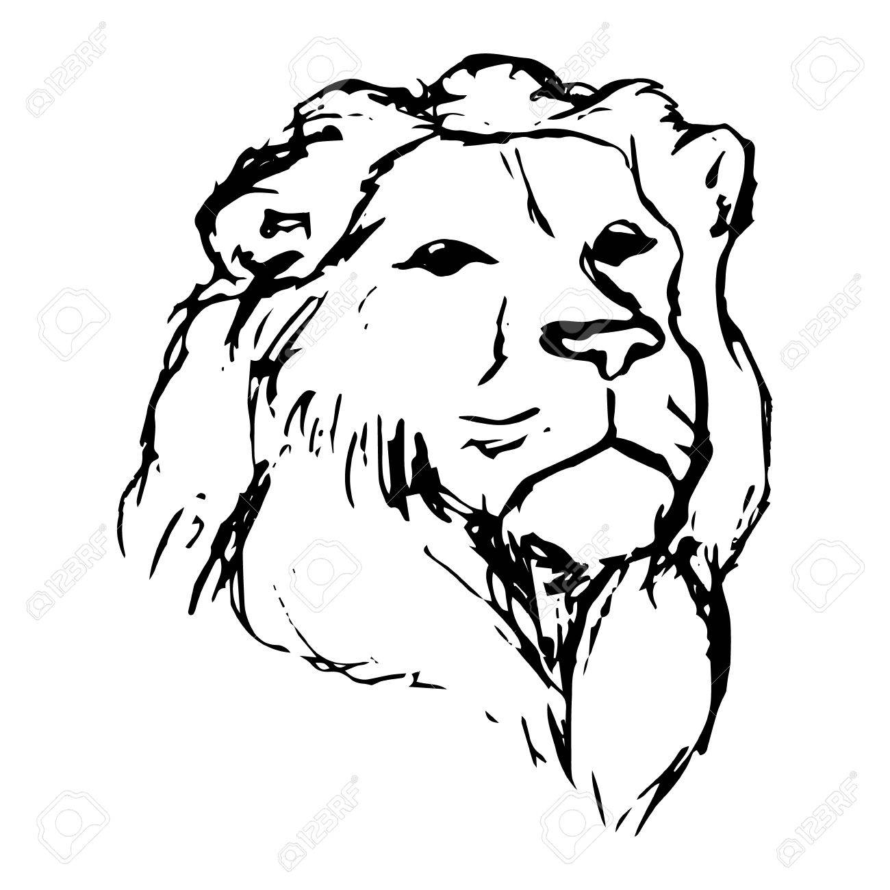 1300x1300 Graphic Image Of A Lion. Lion Head On White Background, Abstract