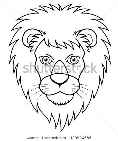 394x470 Illustration Of Lion Face Outline Drawing Monsters
