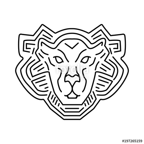 500x500 Lion Head Line Logo Design, Vector Pictogram Isolated On White