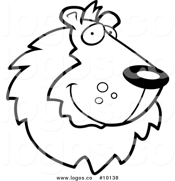 600x620 Royalty Free Vector Of A Black And White Lion Face Logo By Cory