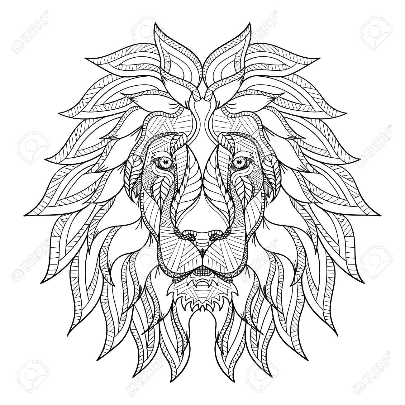 1300x1300 Lion Head Zentangle, Doodle Stylized, Vector, Illustration