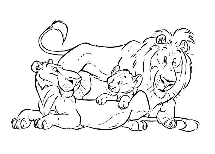 700x500 Lion King Family Free Coloring Pages Animal Pages