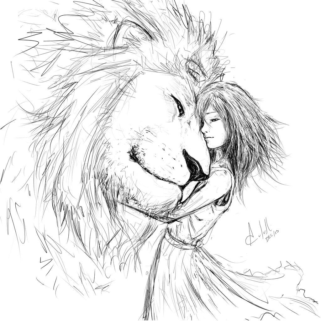 1024x1024 Sketching The Lion And The Girl By Acutulli