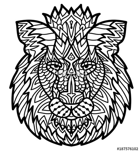 461x500 Hand Drawn Doodle Zentangle Lion Illustration. Decorative Ornate