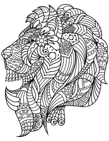 371x480 Lion Head Zentangle Coloring Page Free Printable Coloring Pages