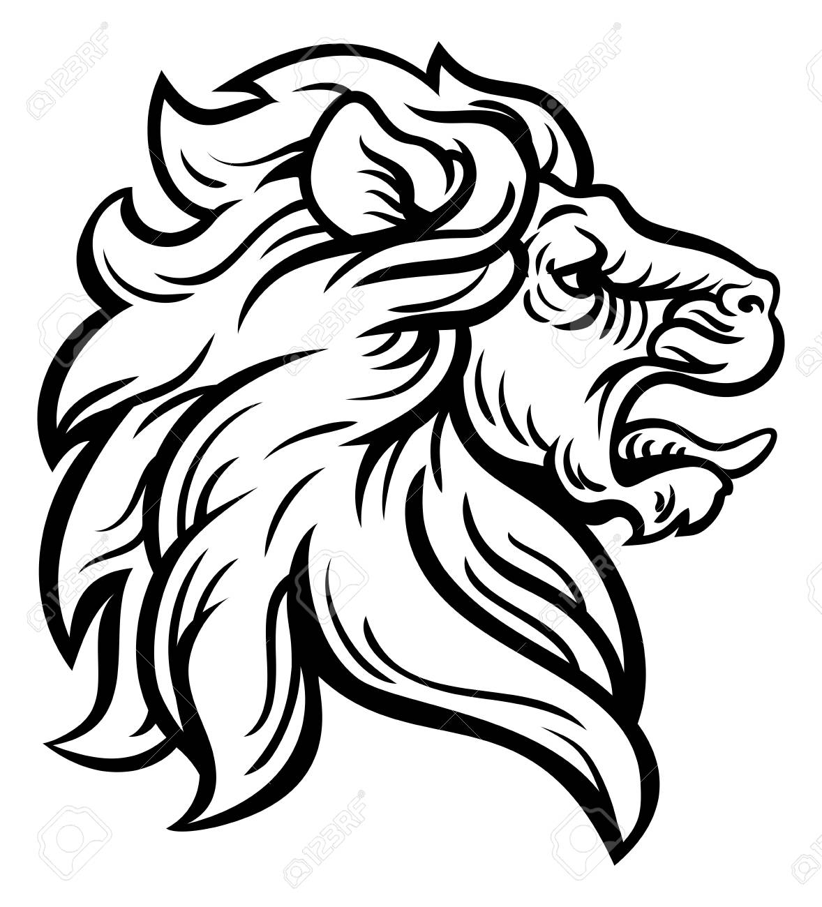 1178x1300 Woodcut Lion Head Profile Concept Royalty Free Cliparts, Vectors