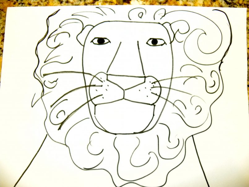 805x604 Coloring How To Draw A Lion Face Roaring Step By Step