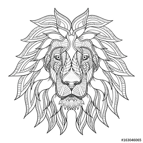 500x500 Lion Head Zentangle, Doodle Stylized, Vector, Illustration, Hand