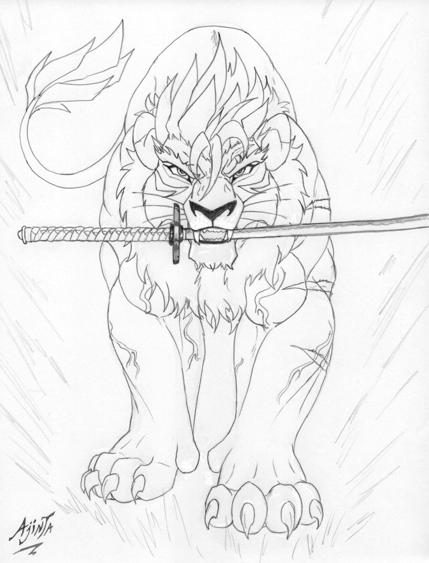 839x1100 Lion Line Drawing By Leovictor