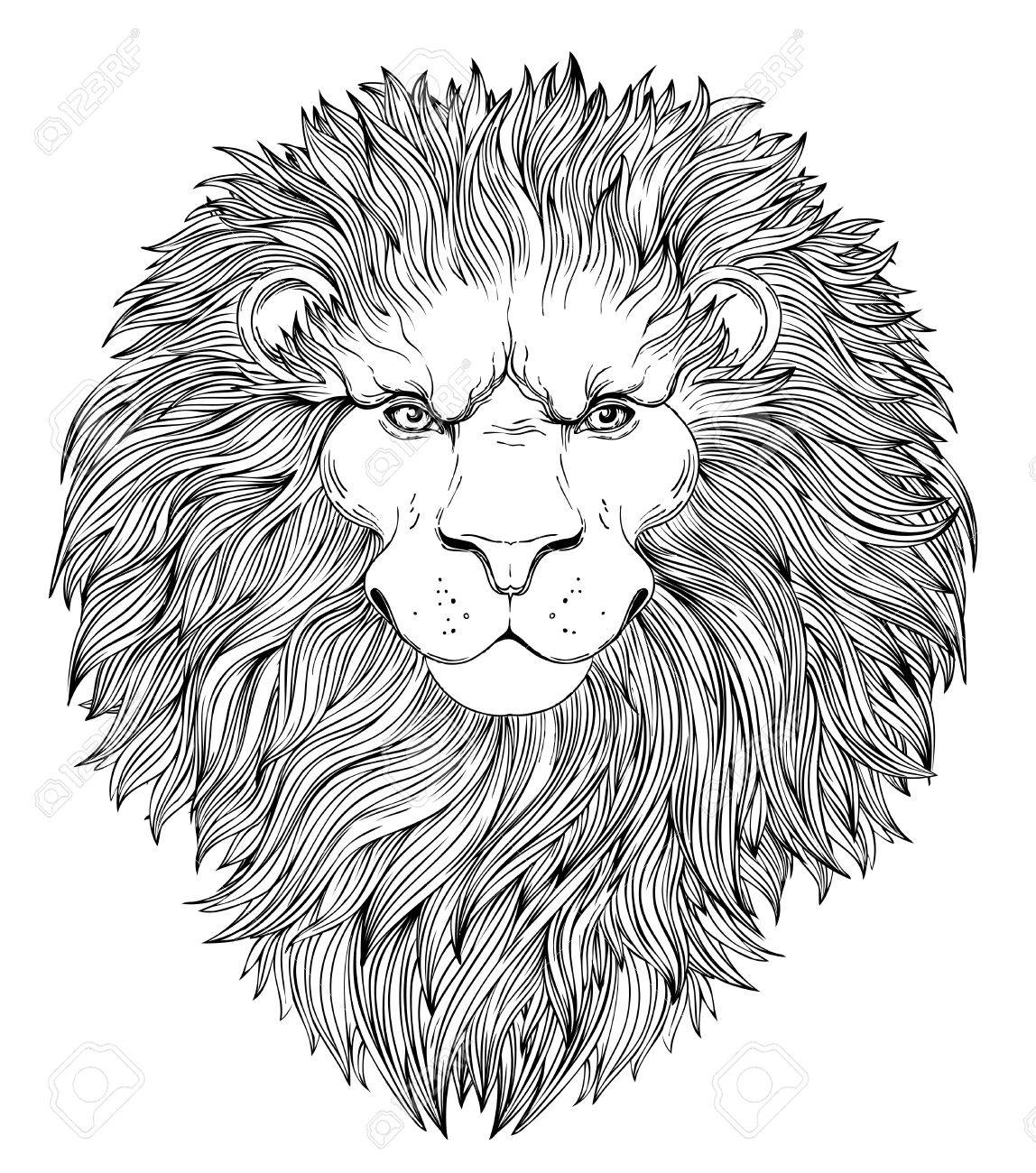 1148x1300 Decorative Illustration Of Heraldic Lion Head With Royal Crown
