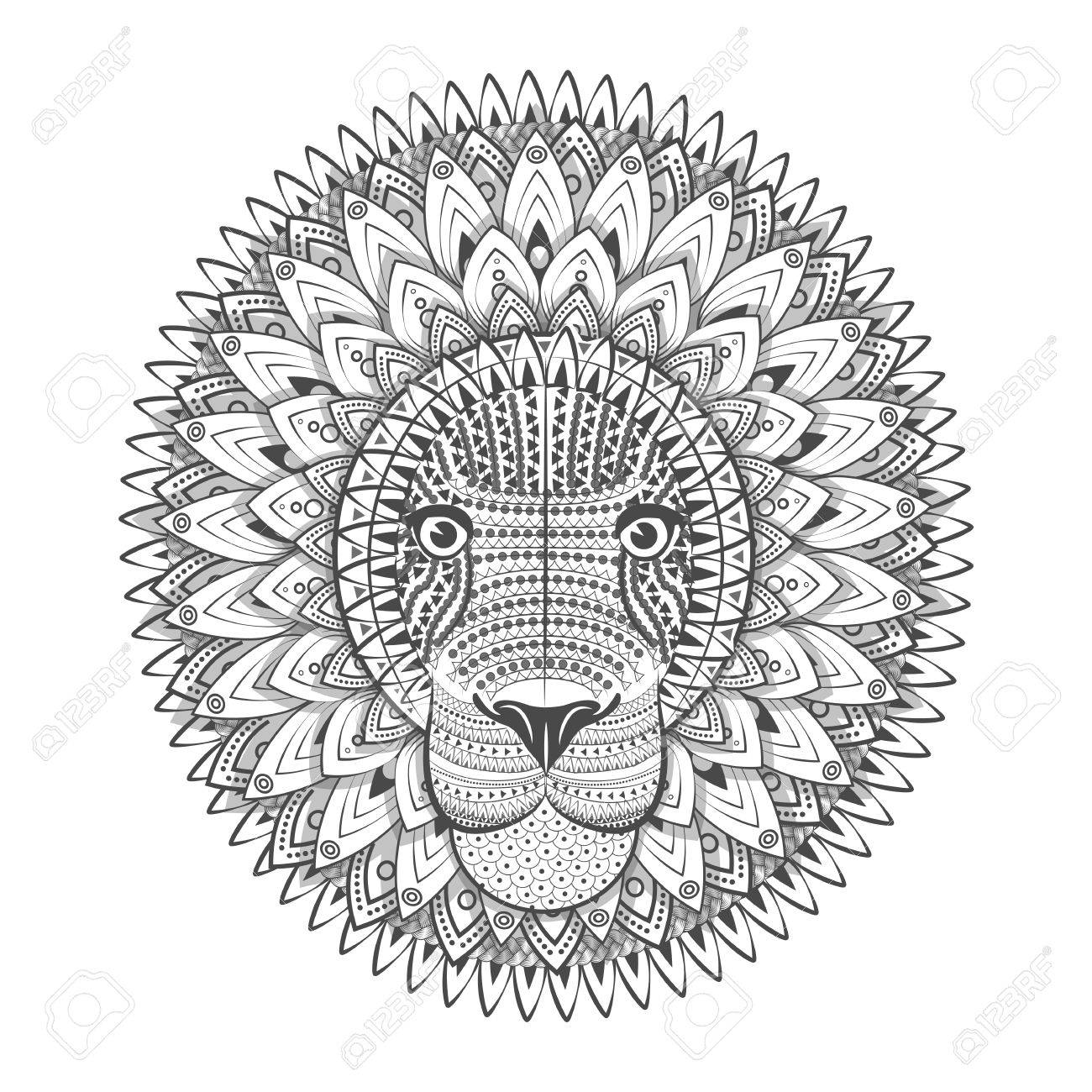 1300x1300 Zentangle Ornate Lion. Tattoo Sketch Vector Illustration. Doodle