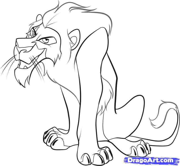 757x696 How To Draw Scar, Step By Step, Disney Characters, Cartoons, Draw