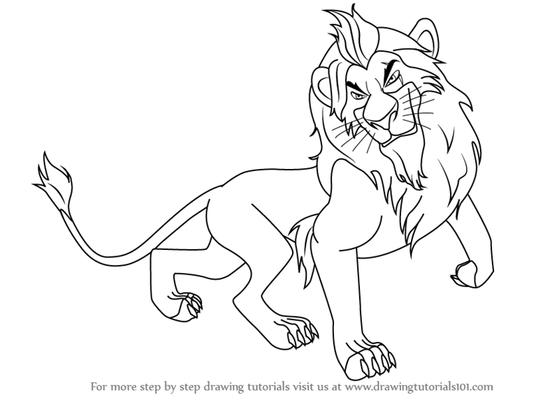 800x566 Learn How To Draw Scar From The Lion King (The Lion King) Step By