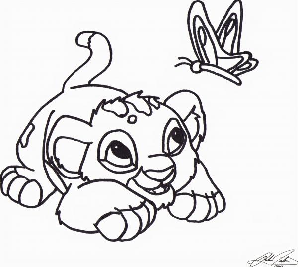 600x537 The Lion King Baby Simba Drawing