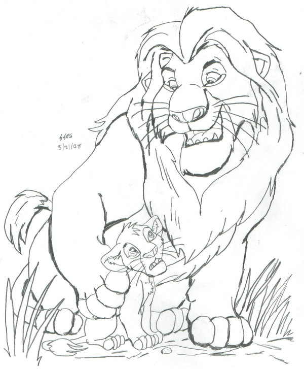 600x727 Lion King Mufasa And Simba Drawing