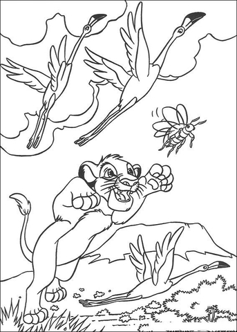 343x480 Simba Is Hunting Coloring Page Free Printable Coloring Pages