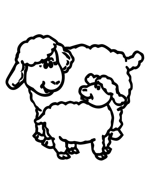 630x810 Printable Sheep With Lamb Coloring Page