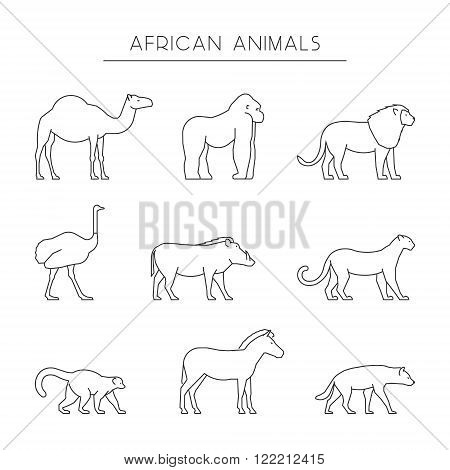 450x470 Vector Line Set African Animals. Vector Amp Photo Bigstock