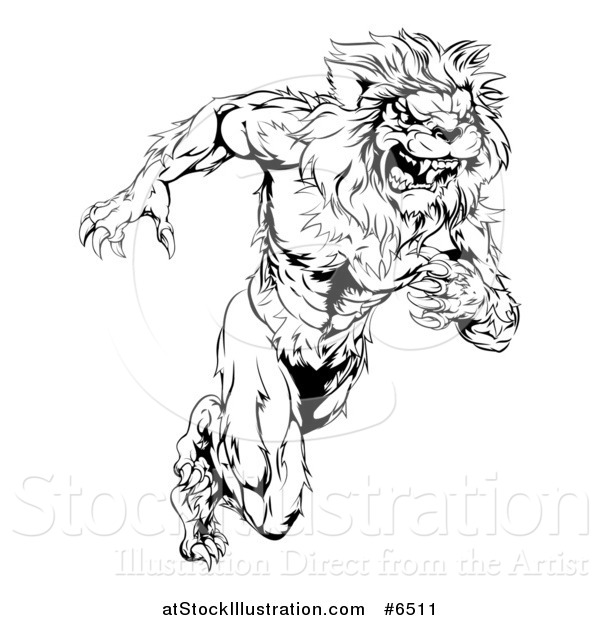 600x620 Vector Illustration Of A Black And White Vicious Muscular