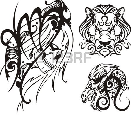 450x396 Skull And A Lion With A Long Mane. Fantasy Zodiac. Royalty Free