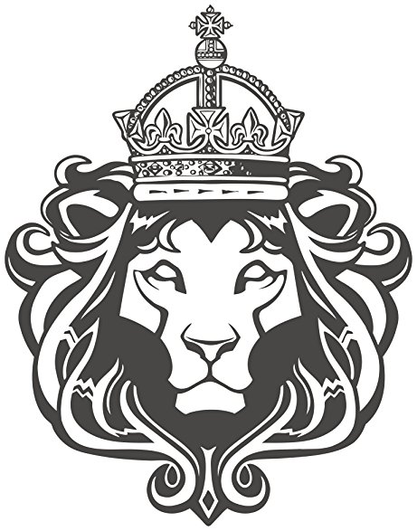 461x587 Royal Lion With Crown And Mane Black White Vinyl Decal