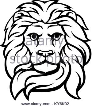 300x349 Sketch Of Lion Head With Mane. Lion Tattoo King. Vector