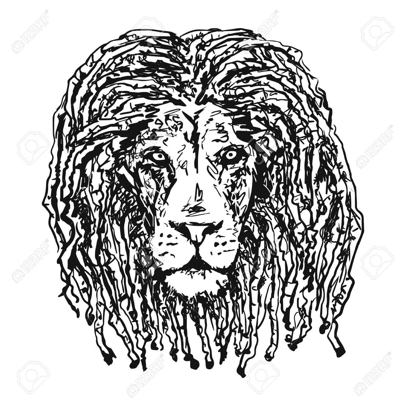 1300x1300 Isolated Vectorhead Lion With Dreadlocks As A Symbol