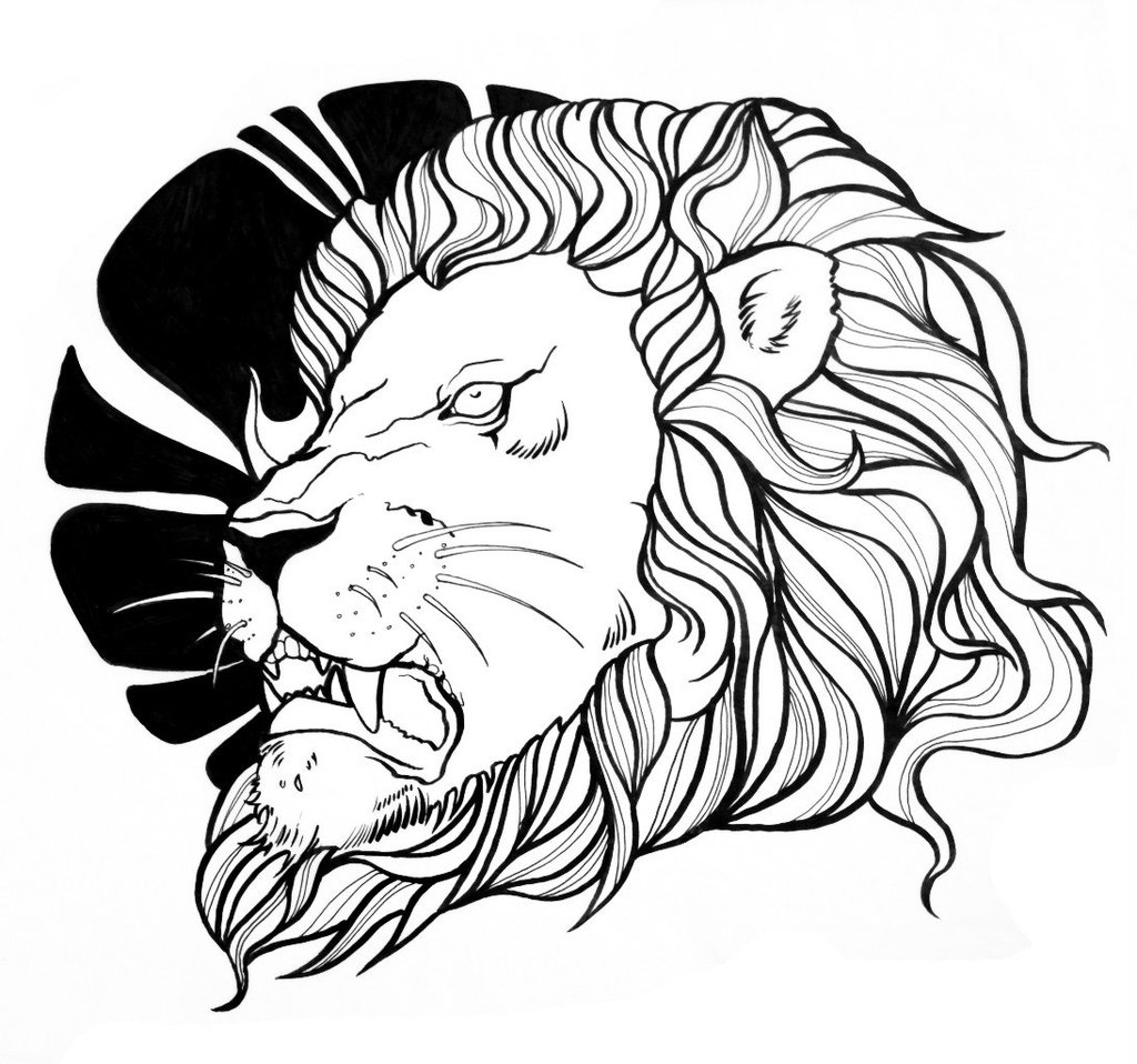 1024x958 Lion Line Drawing