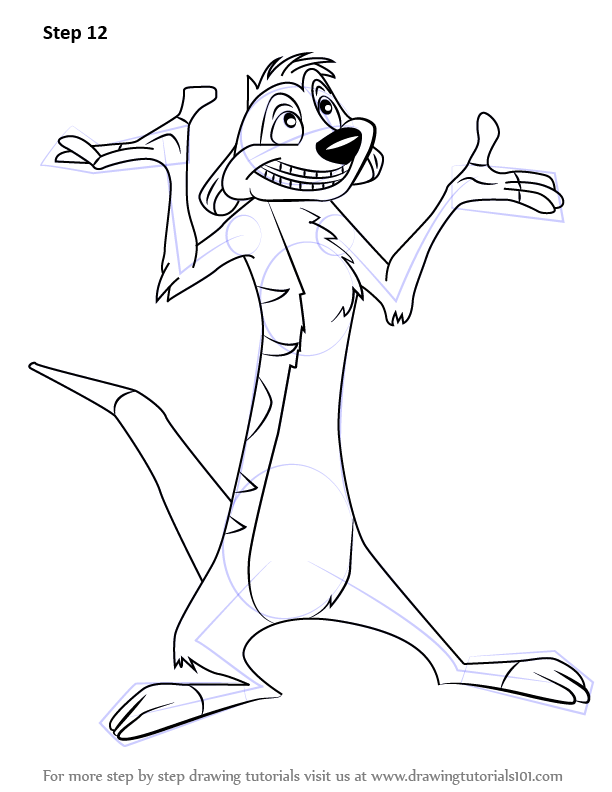 612x792 Learn How To Draw Timon From The Lion King (The Lion King) Step By