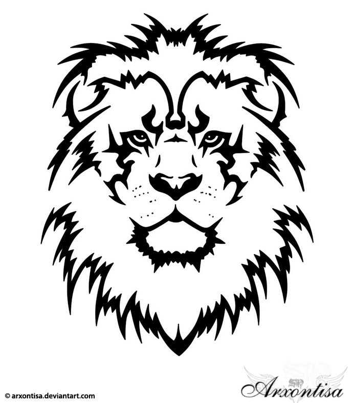 690x787 Collection Of Tribal Leo Head Tattoo Drawing