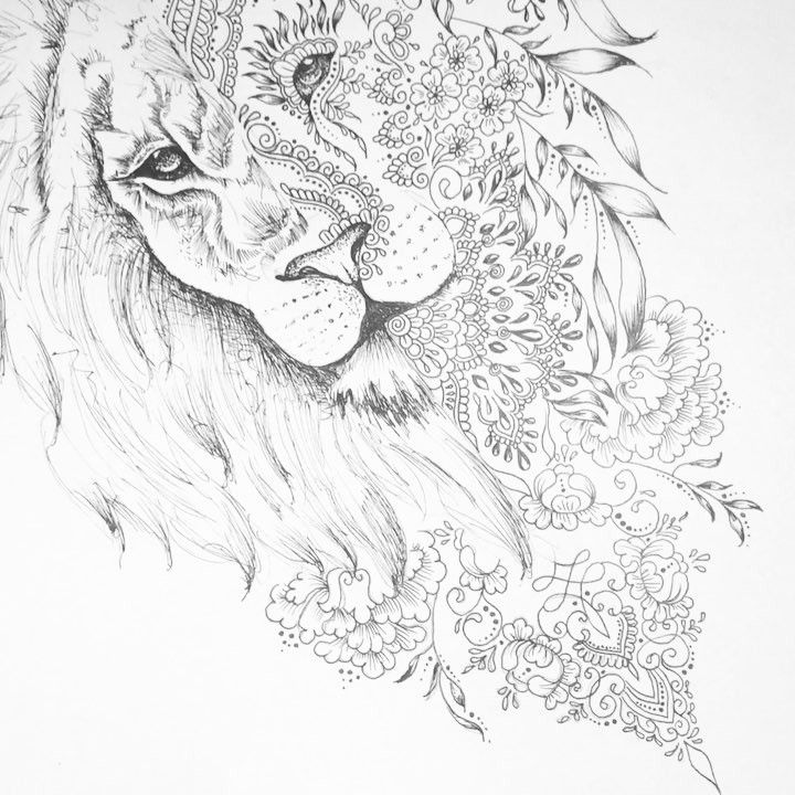 720x720 45 Best Colorful Lion Tattoo Mane Drawings Images
