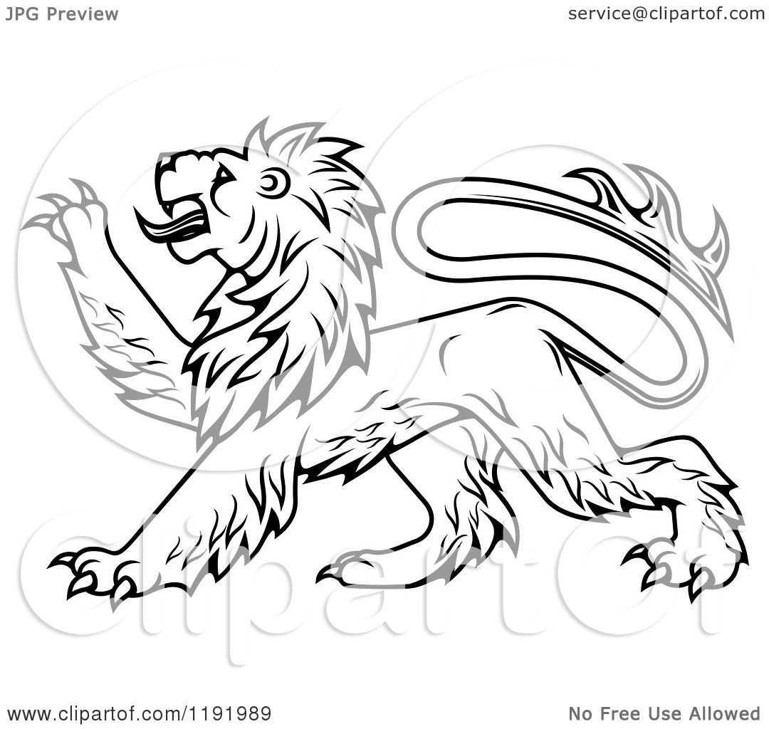1080x1024 Clipart Of A Black Heraldic Lion In Profile 3
