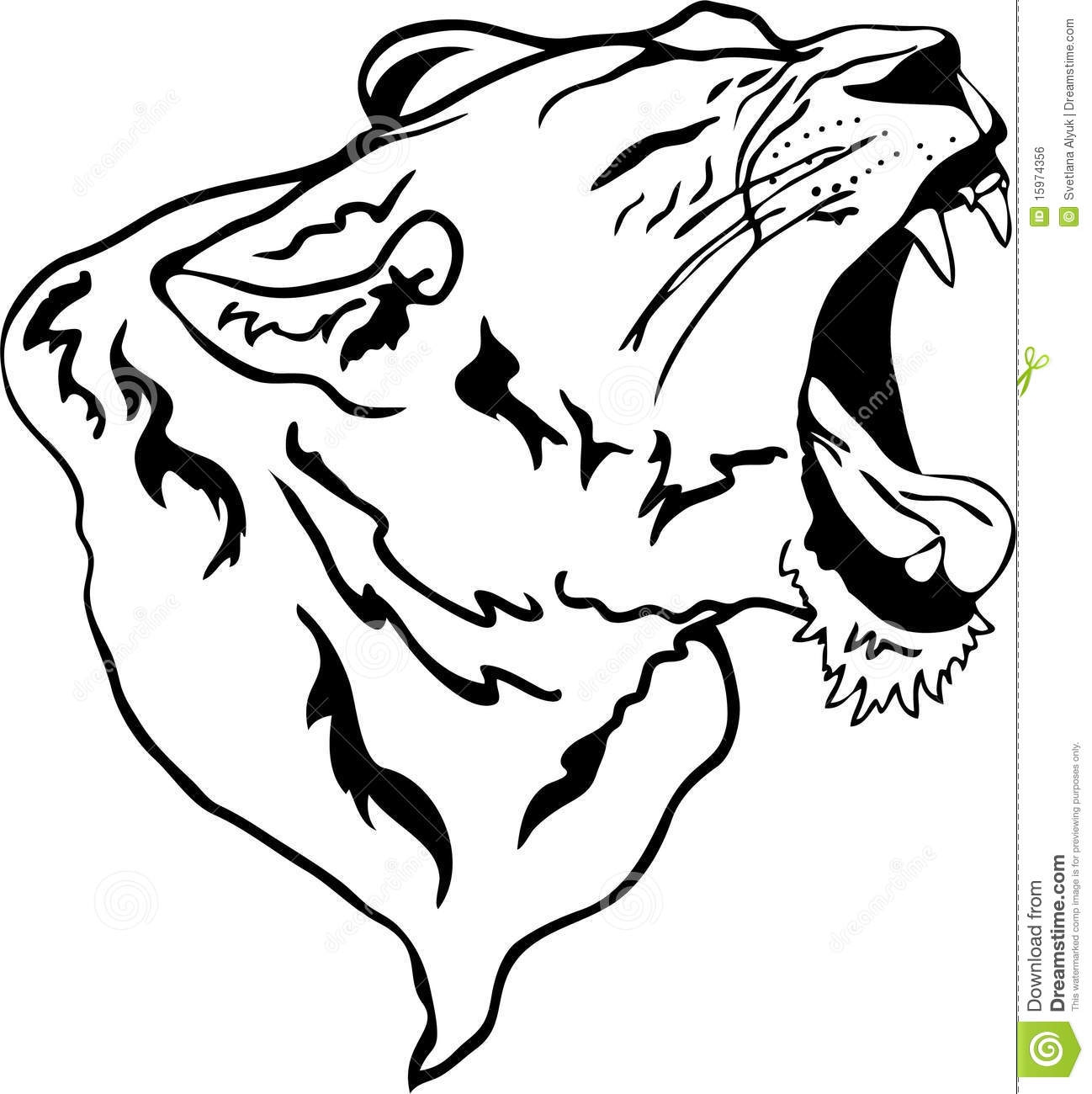 1298x1300 Lion Roaring Profile Drawing