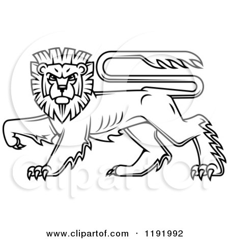 450x470 Clipart Of A Black Heraldic Lion In Profile 2