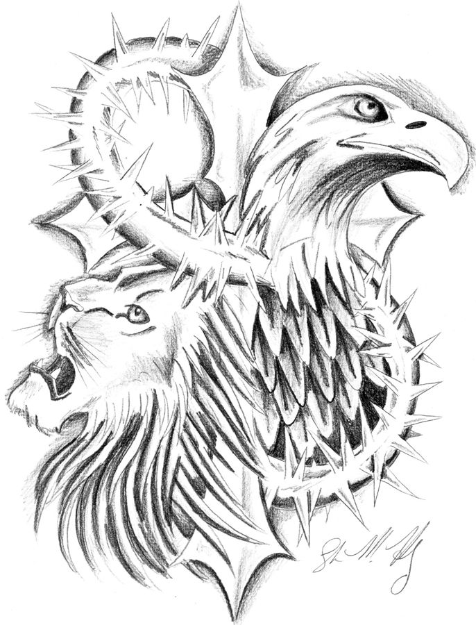 686x900 Collection Of Eagle And Lion Tattoo Design