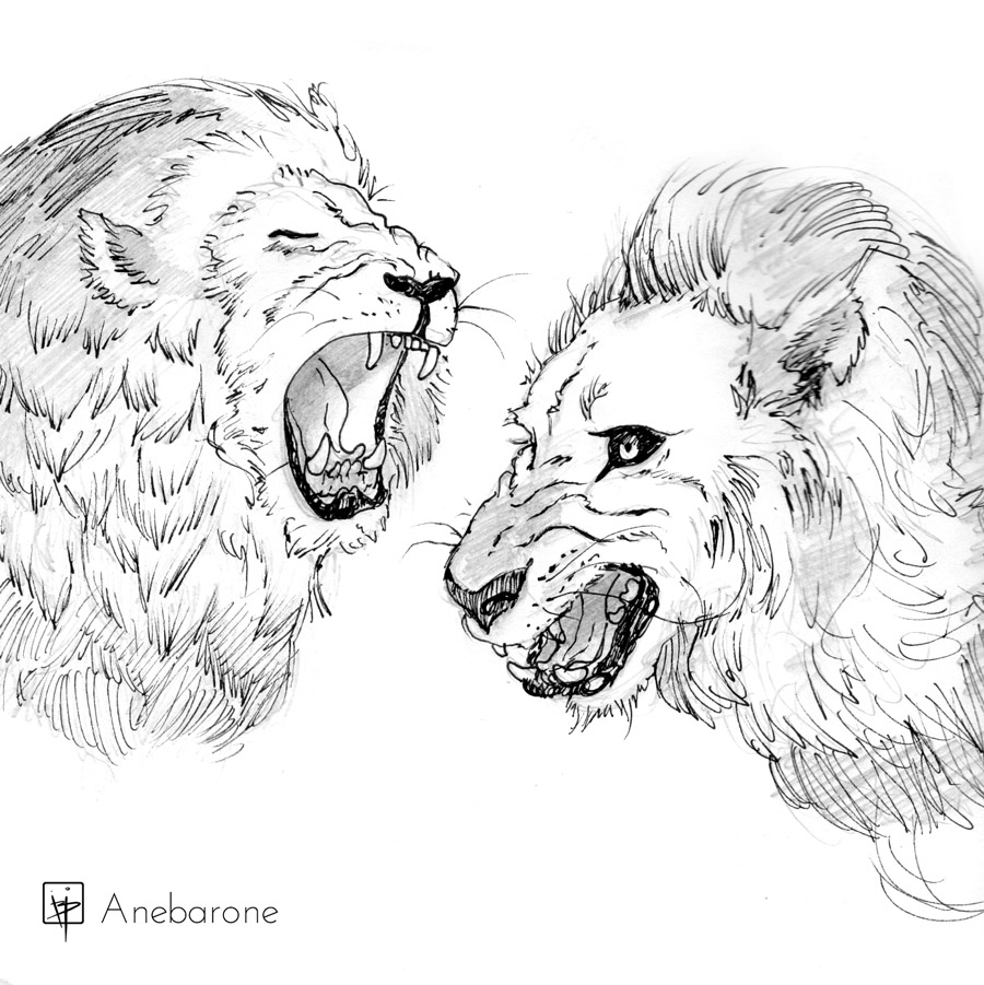 900x901 Digital Painting Lion Roar Anebarone