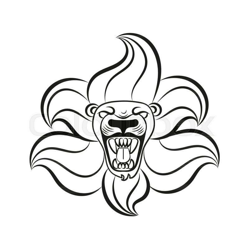 800x800 Mane Lion Roaring Sketch On White Background Stock Vector