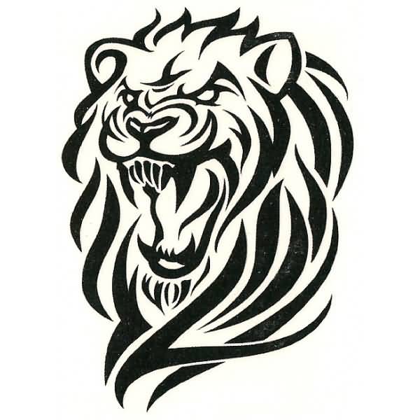 600x600 Roaring Lion Tattoo Made In Tribal Style