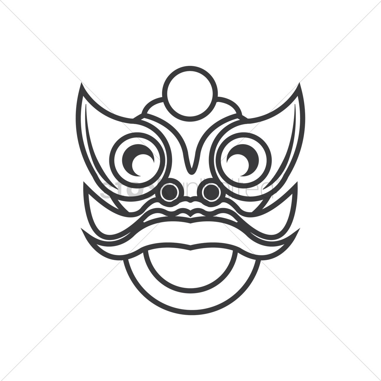 1300x1300 Lion Dance Costume Head Vector Image