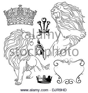 300x320 Lion Head With Crown. Design Element For Logo, Label, Emblem, Si
